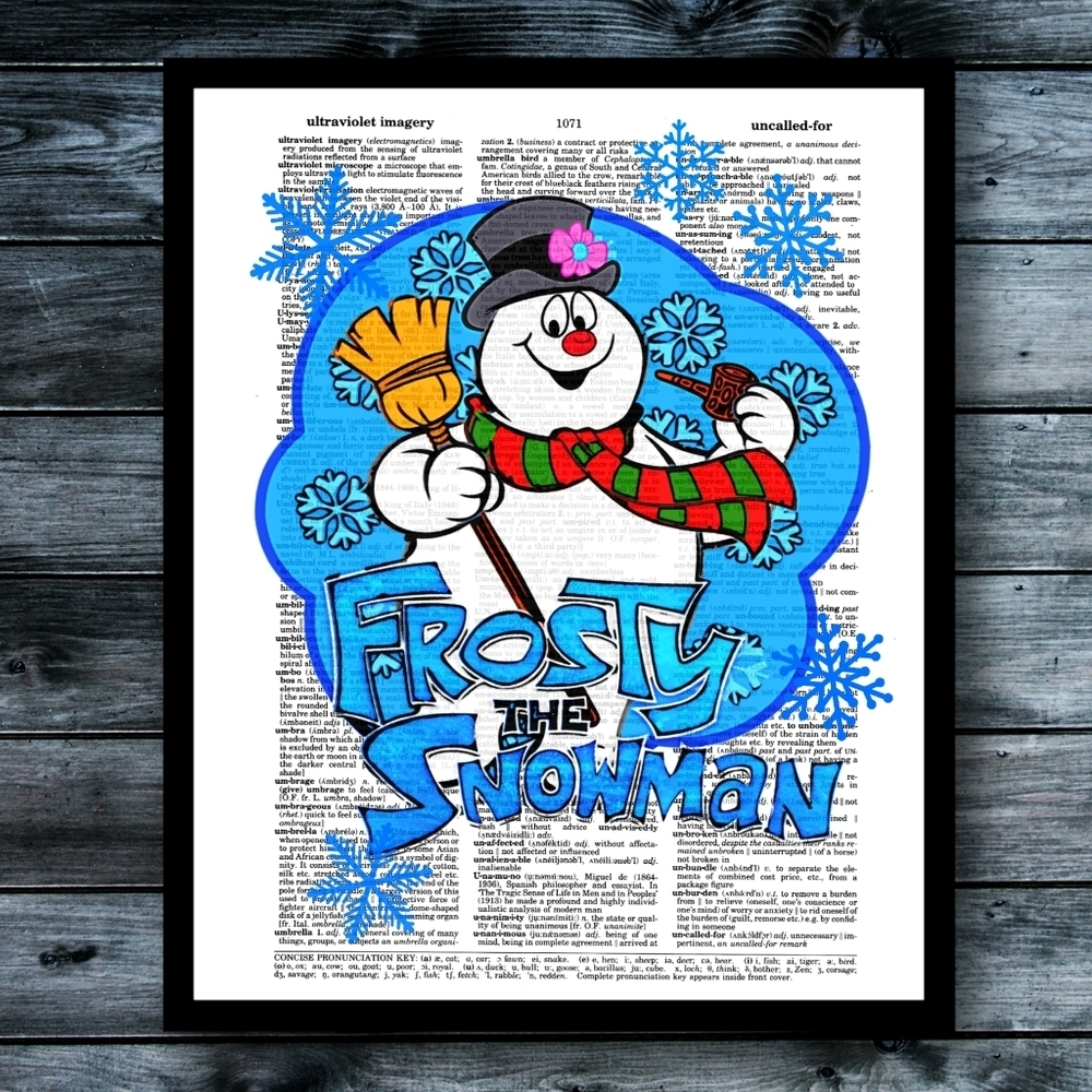 Frosty the Snowman Retro Christmas Vintage Dictionary Art Print